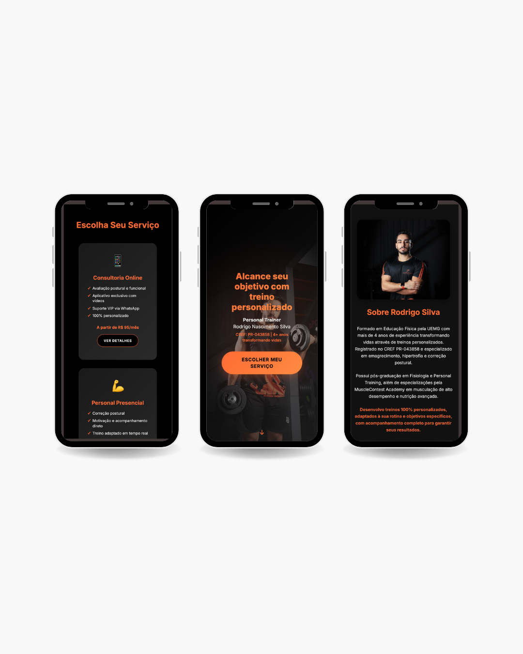 Bio Site Personal Trainer - 3 telas mobile